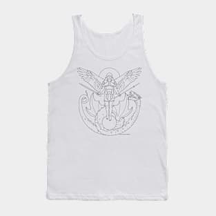 Fighting Angel and Dragon Black Line Tank Top